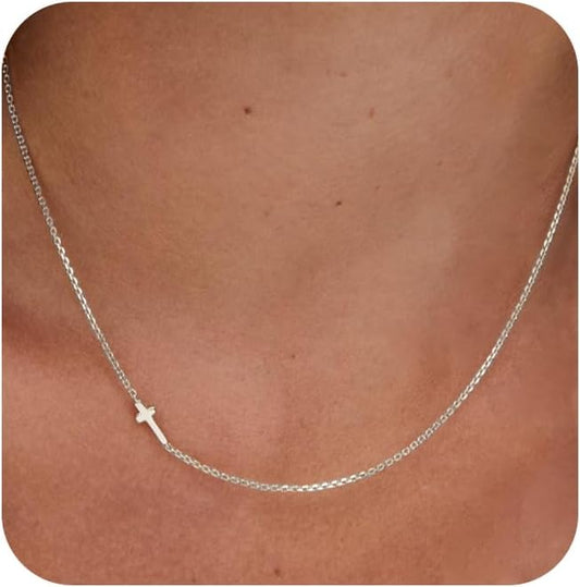 zvcofun Collar de cruz para mujer, delicado colgante de cruz chapad...