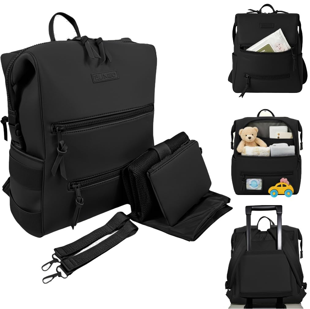 BUNSO Baby Bolsa de pañales de neopreno, mochila minimalista con bo...
