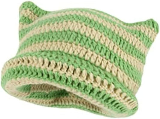 Gorros de ganchillo para mujer, gorro de gato vintage, gorro de zor...
