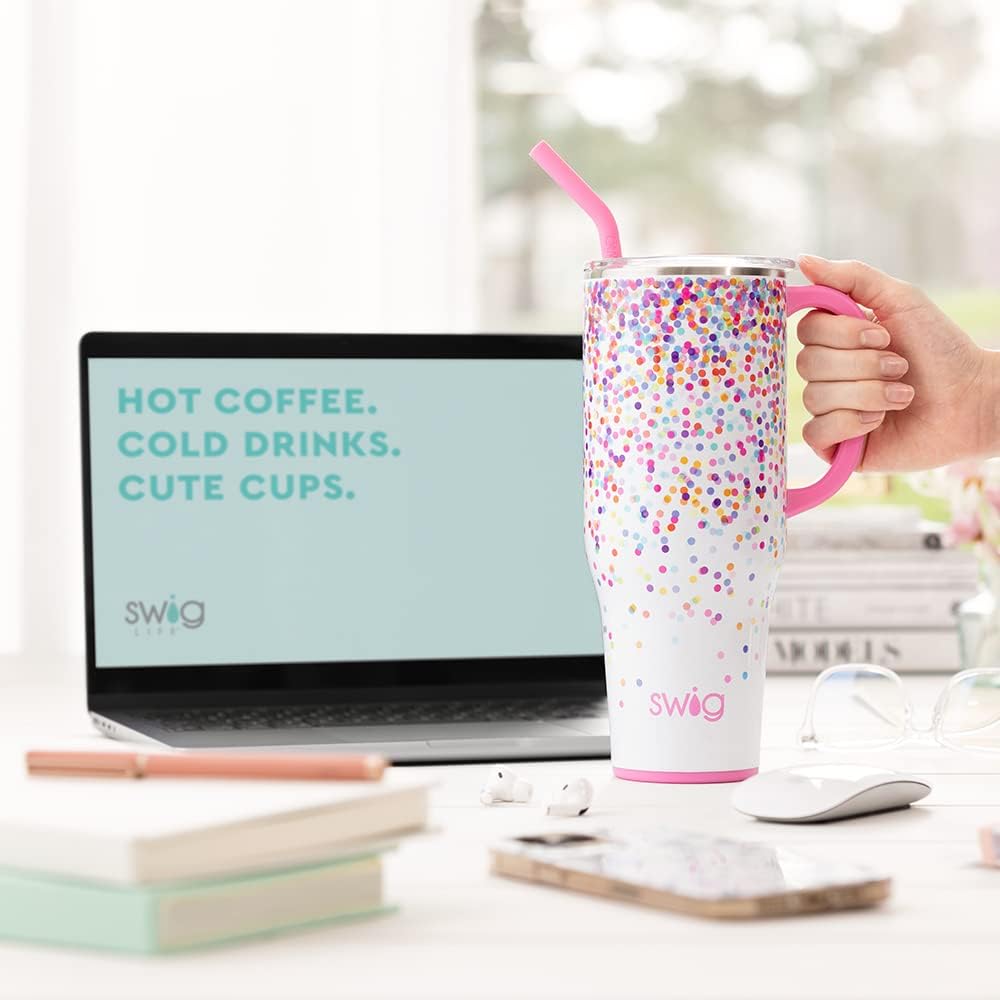 Swig Life Full Bloom Mega Set | Taza de viaje de 40 onzas con asa y...