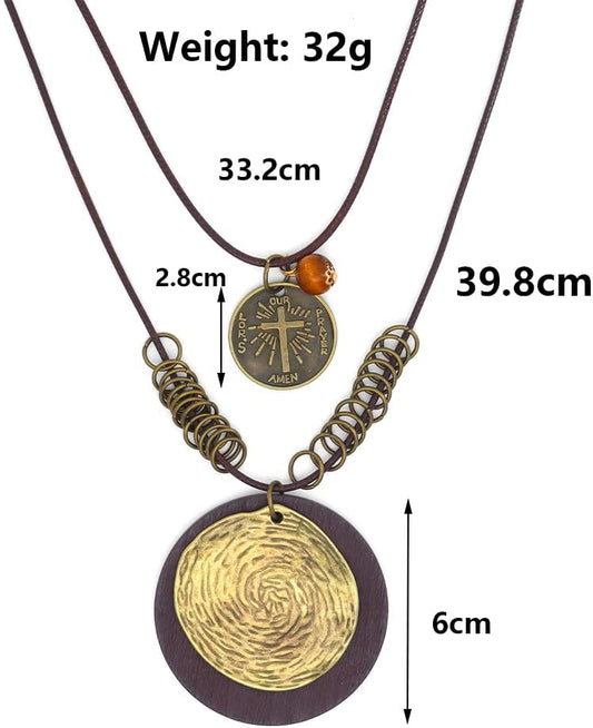 GIGB PBDK Collares largos bohemios para mujer, cordón de cuero apil...