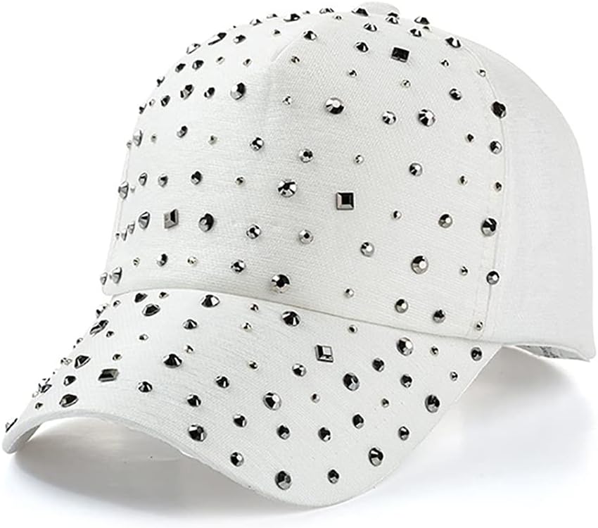 Gudessly Gorra de béisbol ajustable transpirable con diamantes de i...