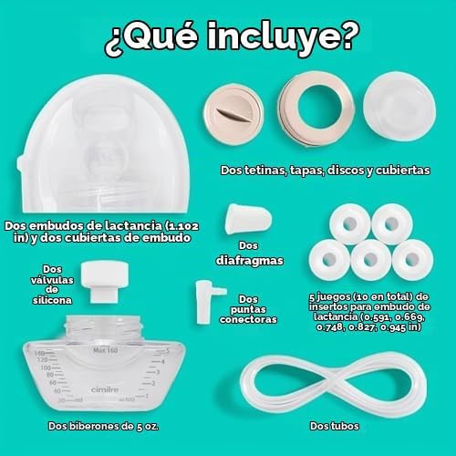 Cimilre Paquete de extractor de leche portátil P1 y tazas de recole...