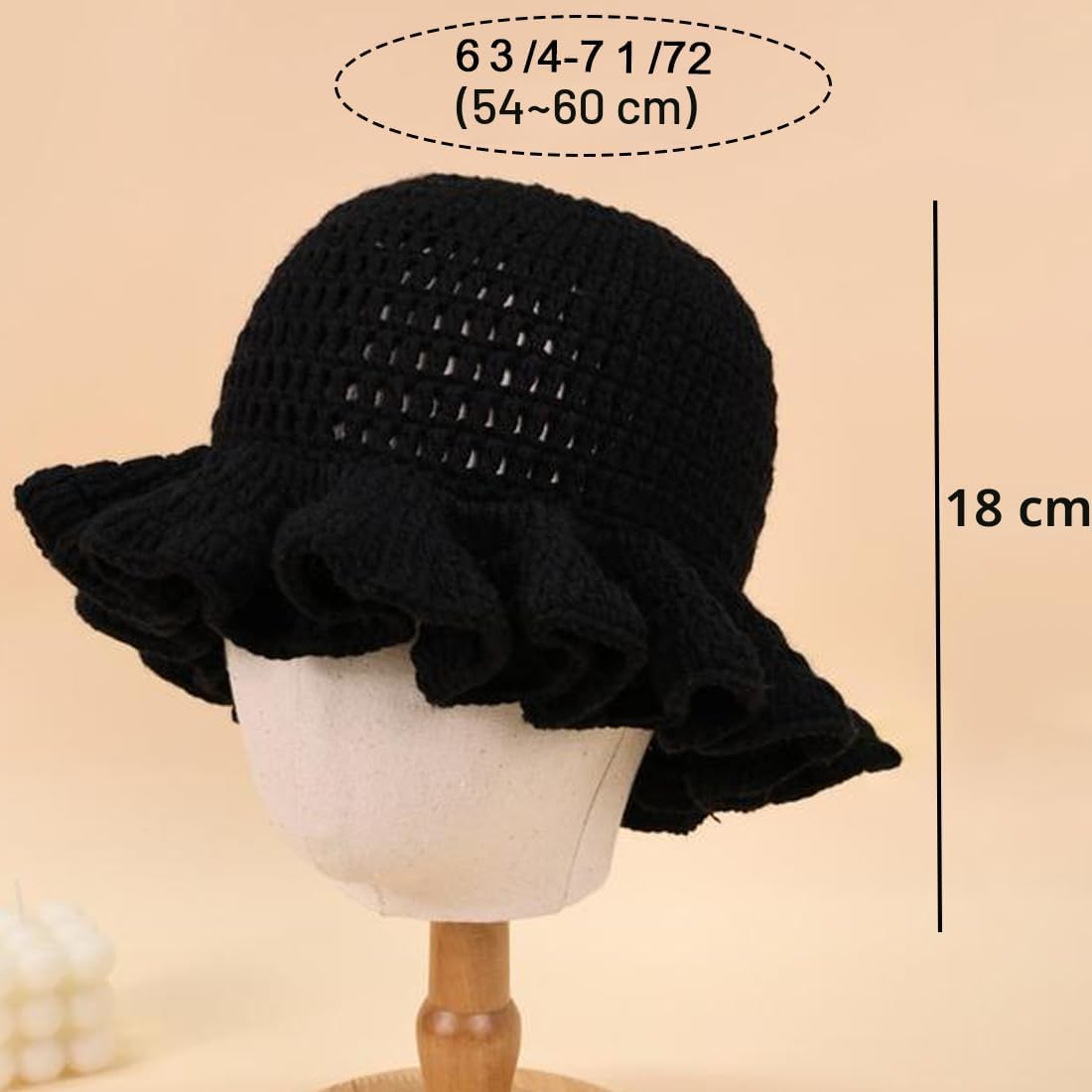 Sombrero de cubo tejido a ganchillo para mujeres, sombrero de pesca...