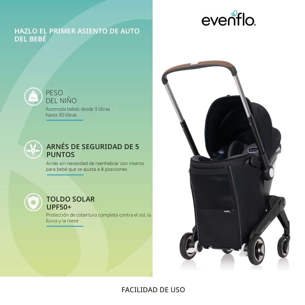 Evenflo Shyft DualRide - Cochecito de asiento de coche prematuro e...