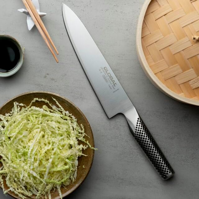Global Cuchillo de chef de 8 pulgadas, acero inoxidable japonés lig...