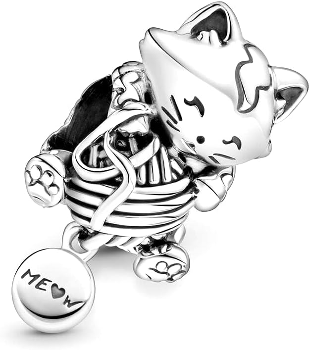 EZ Tuxedo Colgante de plata de ley 925 con diseño de gatito e hilo...