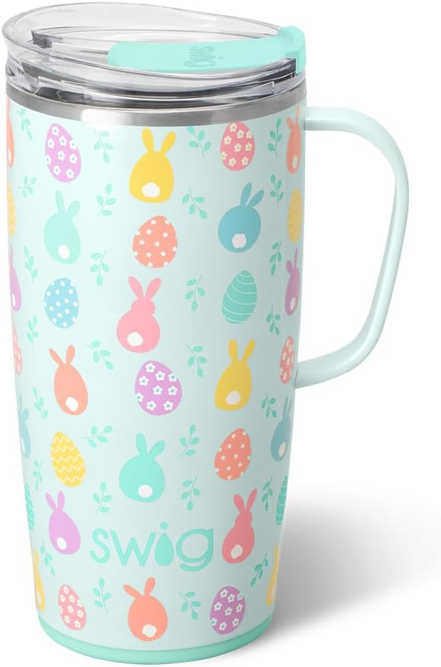 Swig Life - Taza de viaje de 22 onzas con asa y tapa, vaso aislante...