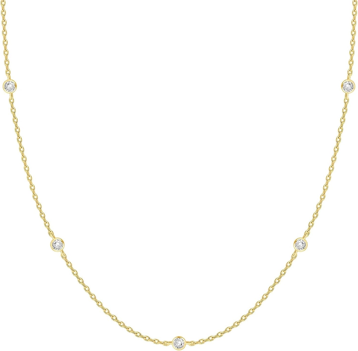 PAVOI Collar de estación chapado en oro de 14 quilates - Collares c...