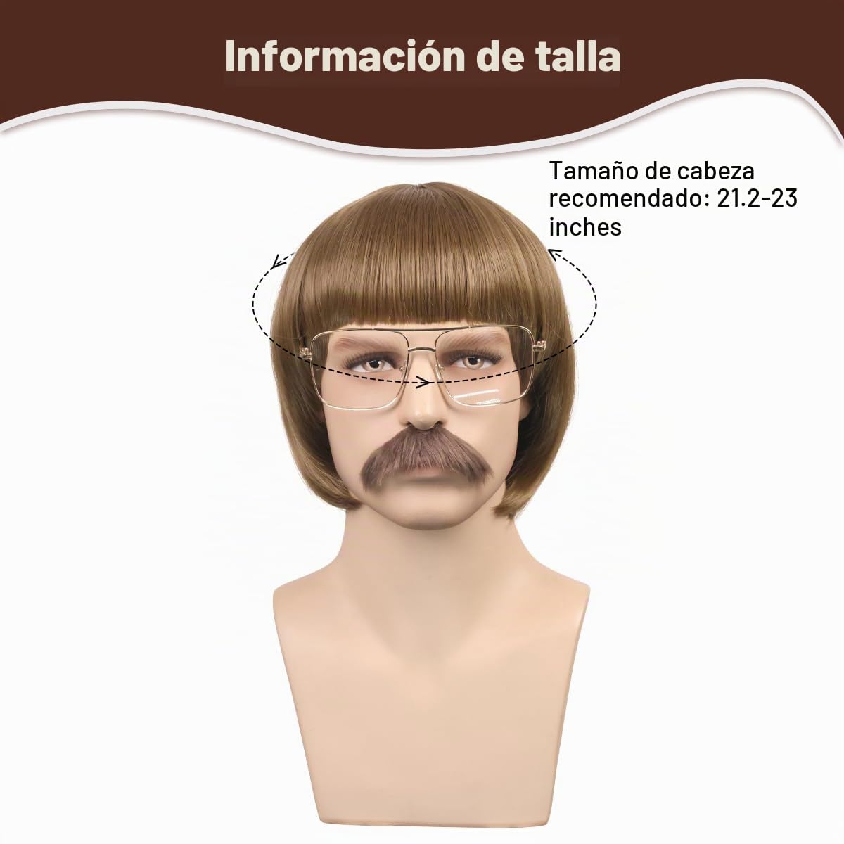 FantaLook Peluca divertida corta y recta de los años 60 y 70 con ga...
