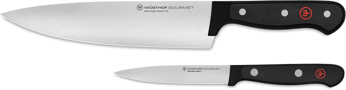 WÜSTHOF Gourmet - Juego de cuchillos de chef de 2 piezas, color negro
