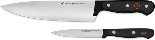 WÜSTHOF Gourmet - Juego de cuchillos de chef de 2 piezas, color negro