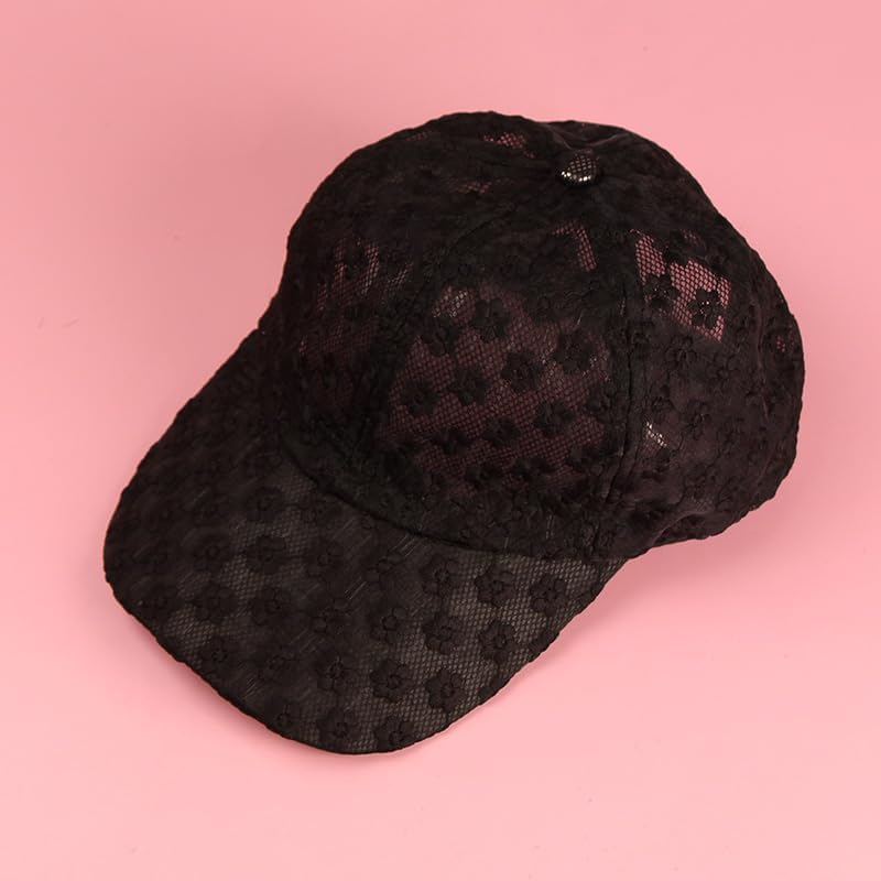 NOIAFZY Gorra de béisbol floral de encaje para mujer, 2 unidades, p...
