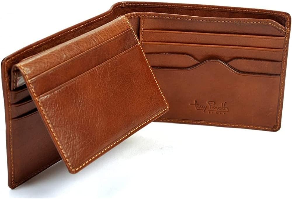 Tony Perotti Cartera de cuero italiano para hombre, delgada, plegab...