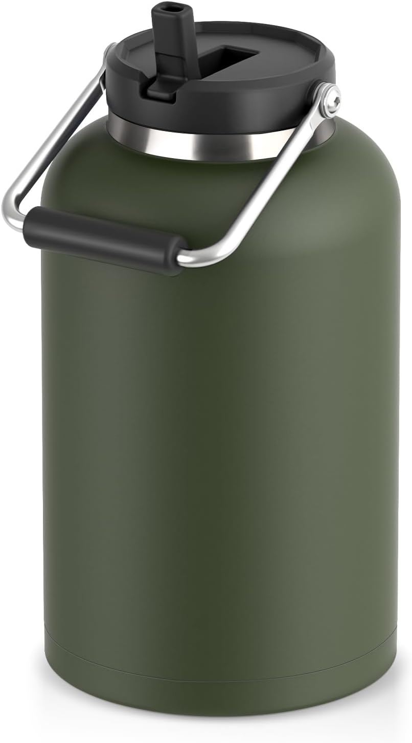 Luxgola Jarra de agua de 1 galón, botella aislada grande de acero i...