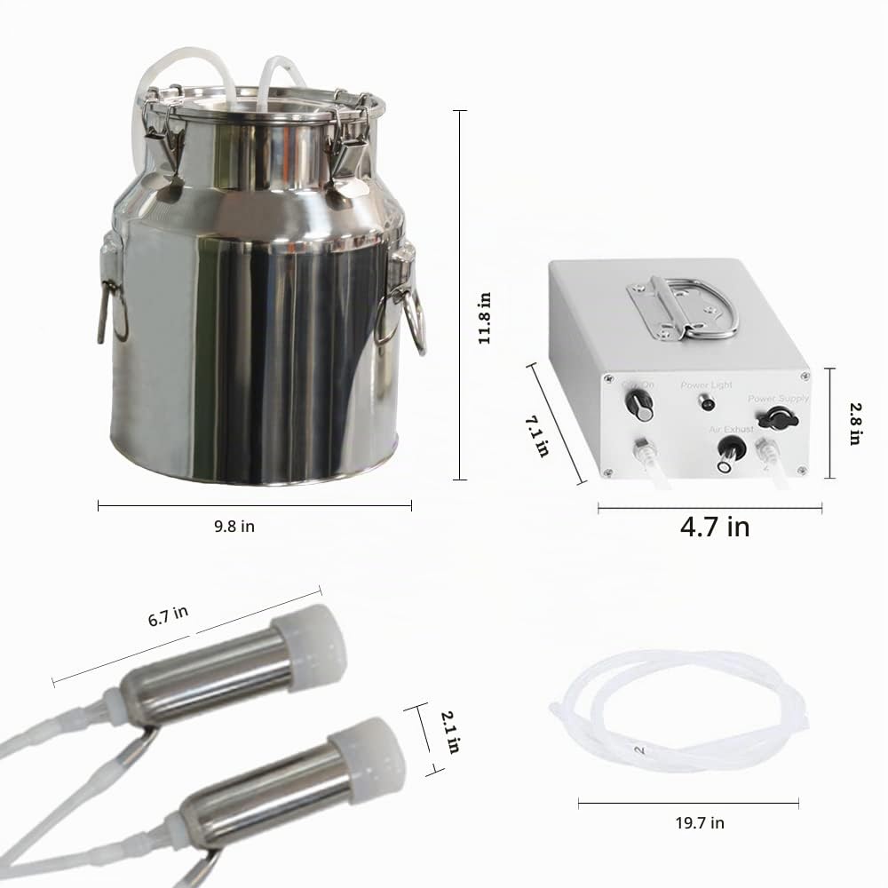 Máquina de ordeño eléctrica de vaca de 14L, bomba de vacío de pulsa...