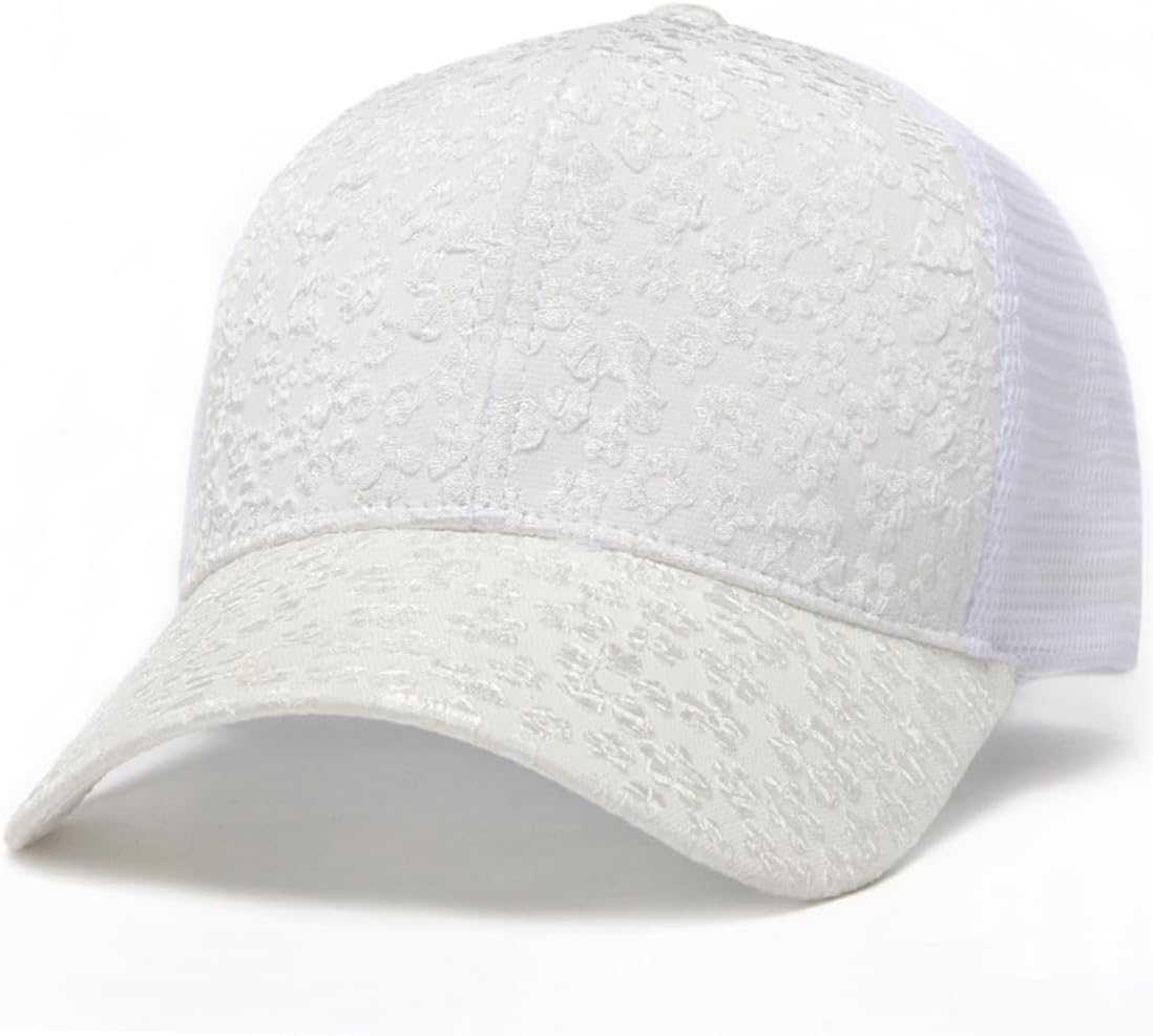 Xilery Gorra de béisbol de malla para mujer, diseño de flores de ve...