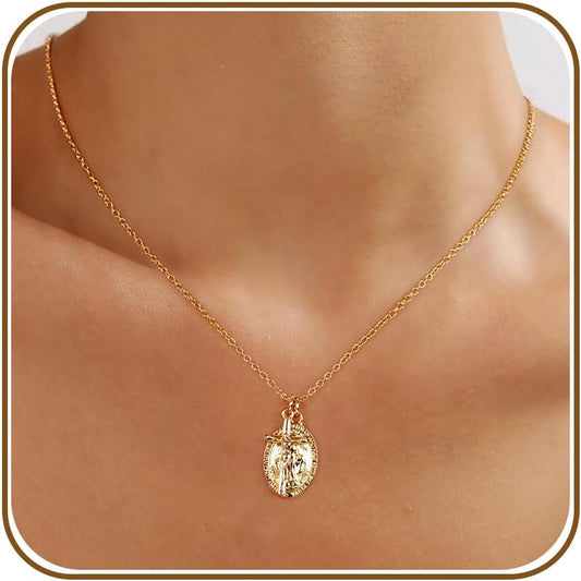 Collares de cruz de oro AllenCOCO para mujer, collares con crucifij...