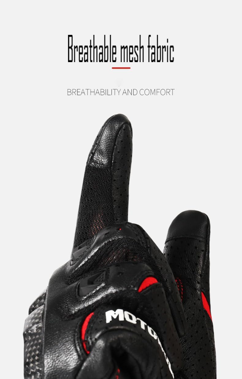 LYHXS-MOTOS Guantes de cuero para hombre, guantes de cuero transpir...