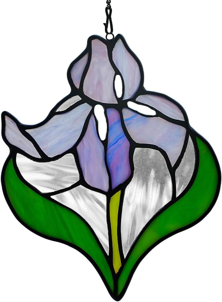 Colgantes de vitral con flores de iris HAOSUM, regalos de flores de...