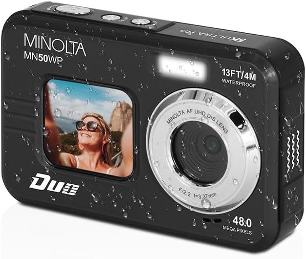 Minolta Cámara digital subacuática de 48 MP: video Ultra HD 5K, enf...