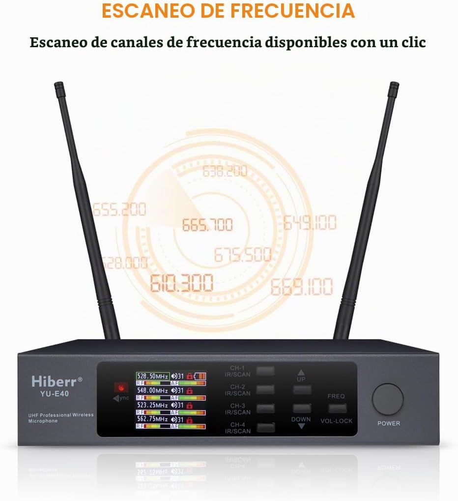 Hiberr Sistema de micrófono inalámbrico, micrófono inalámbrico UHF...