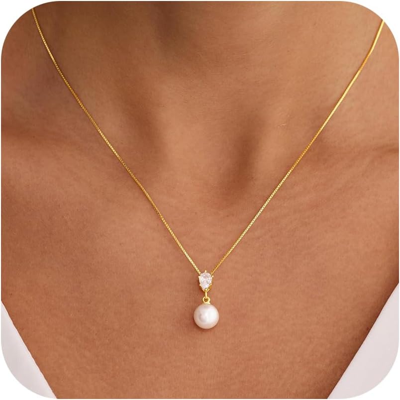 Eaciy Collares de perlas para mujer, modernos, chapados en oro de 1...