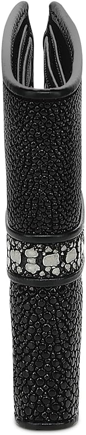 Cuadra Billetera de cuero de rayas negras para hombre con tira de c...
