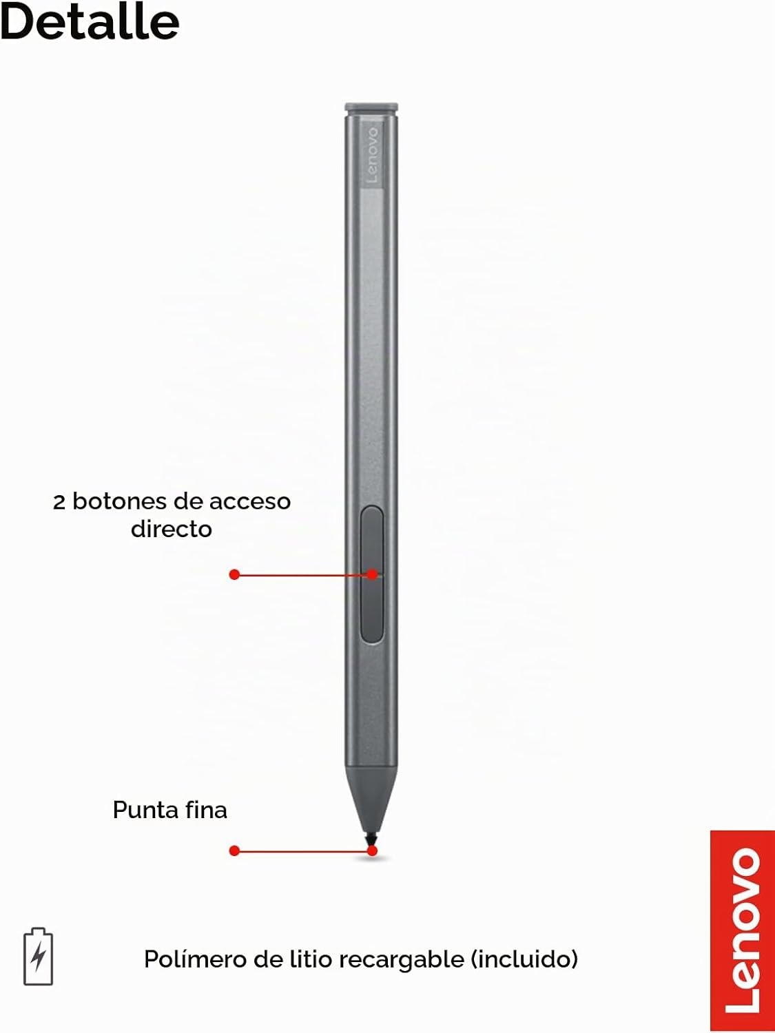 Lenovo Slim Pen \u2013 Lápiz óptico magnético de precisión para por...