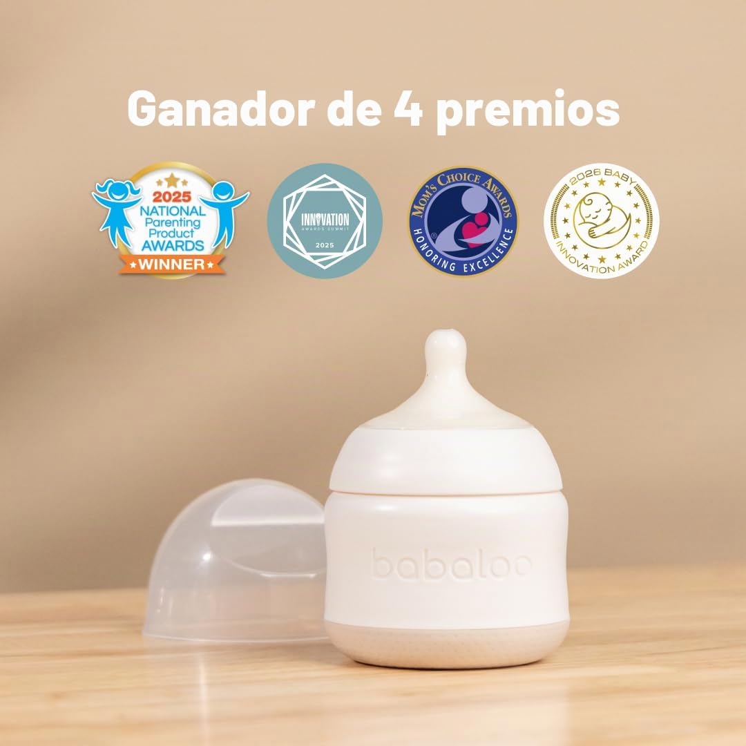 Babaloo Biberón de silicona para bebé, sin aire, anticólicos, 8 onz...