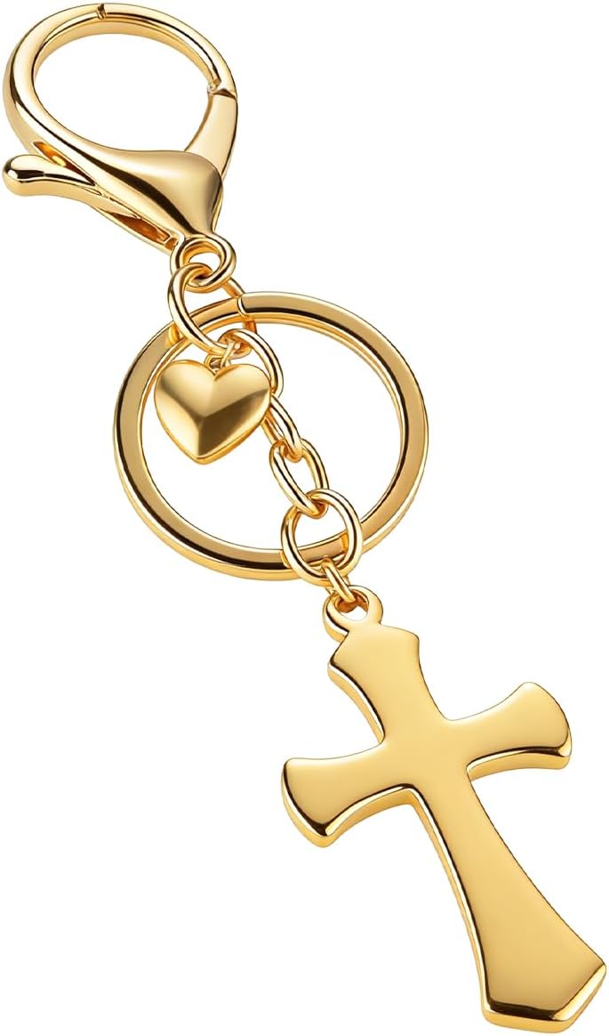 Rikhiua Llavero de cruz con corazón, regalo religioso cristiano de...