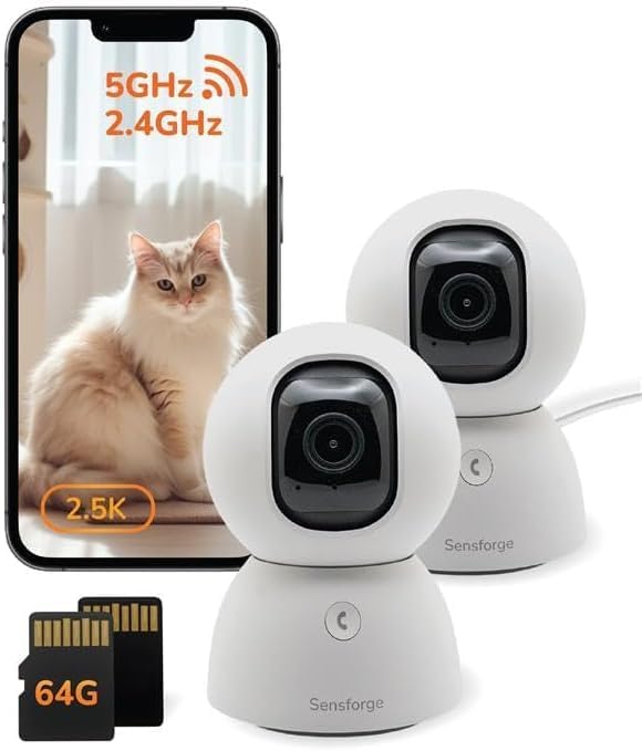 SensForge Cámara de seguridad panorámica de 2.5K para interiores, c...