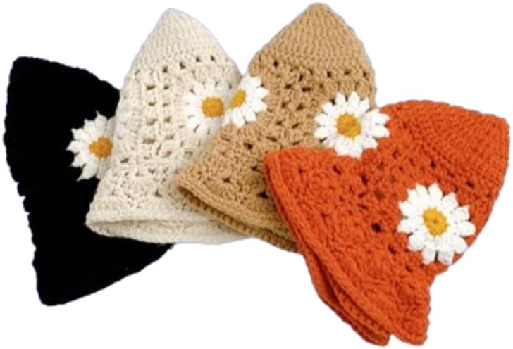 HCBLWY Sombrero de pescador de ganchillo hecho a mano, plegable, go...