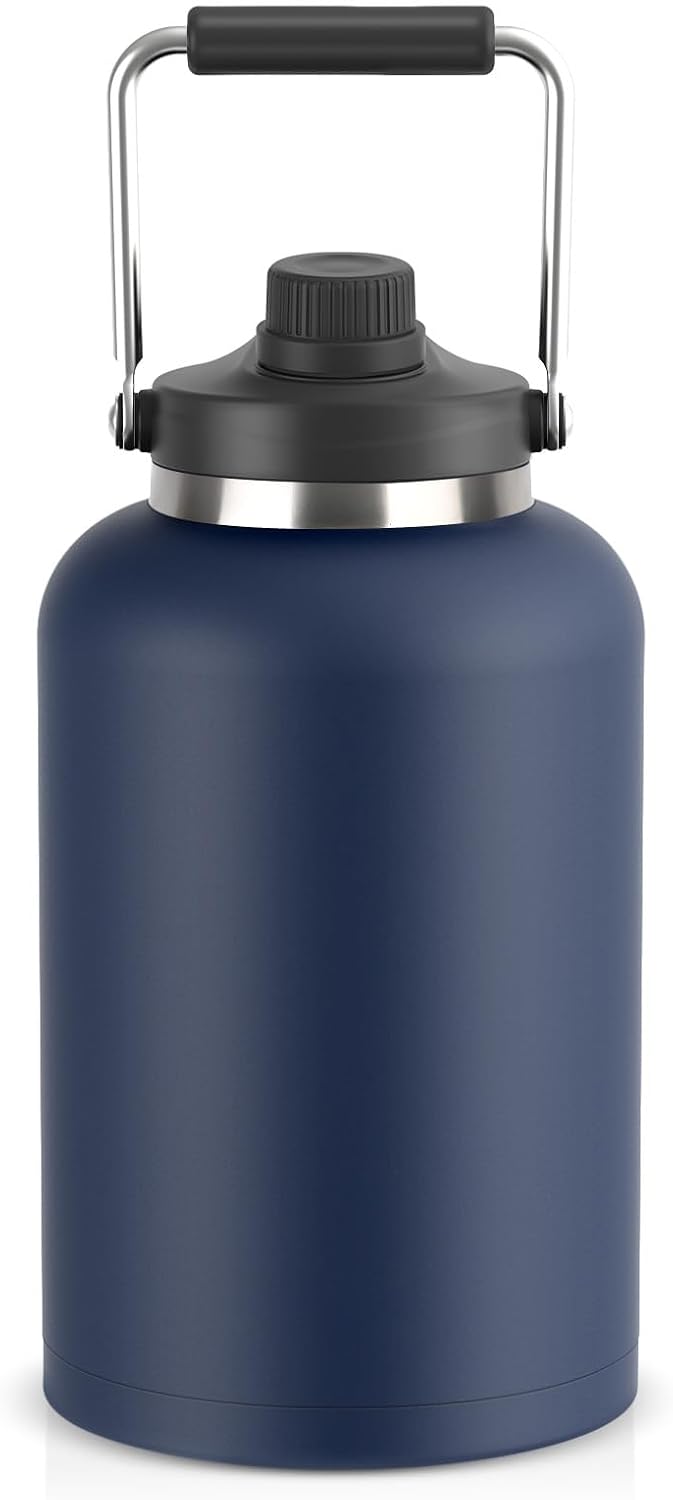 Luxgola Jarra de agua de 1 galón, botella aislada grande de acero i...