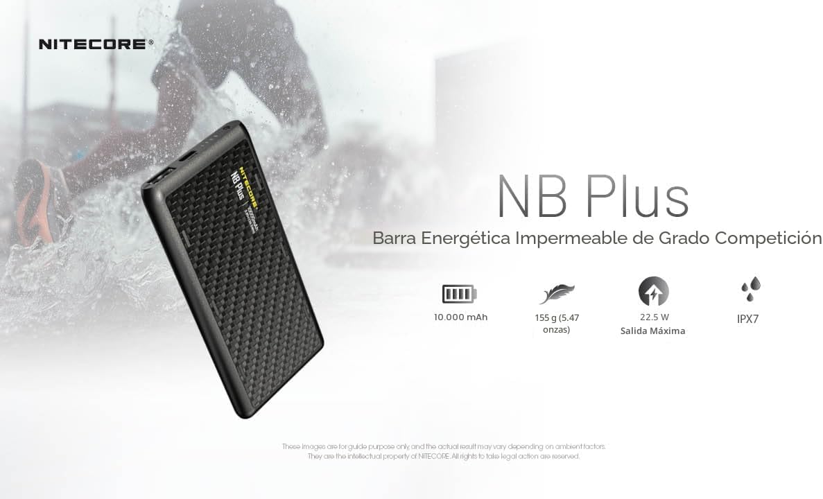 Nitecore NB Plus - Banco de energía de 10,000 mAh, ultra ligero y d...
