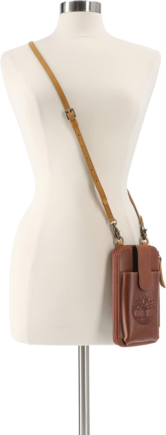 Timberland - Bolso cruzado de cuero RFID para teléfono de mujer