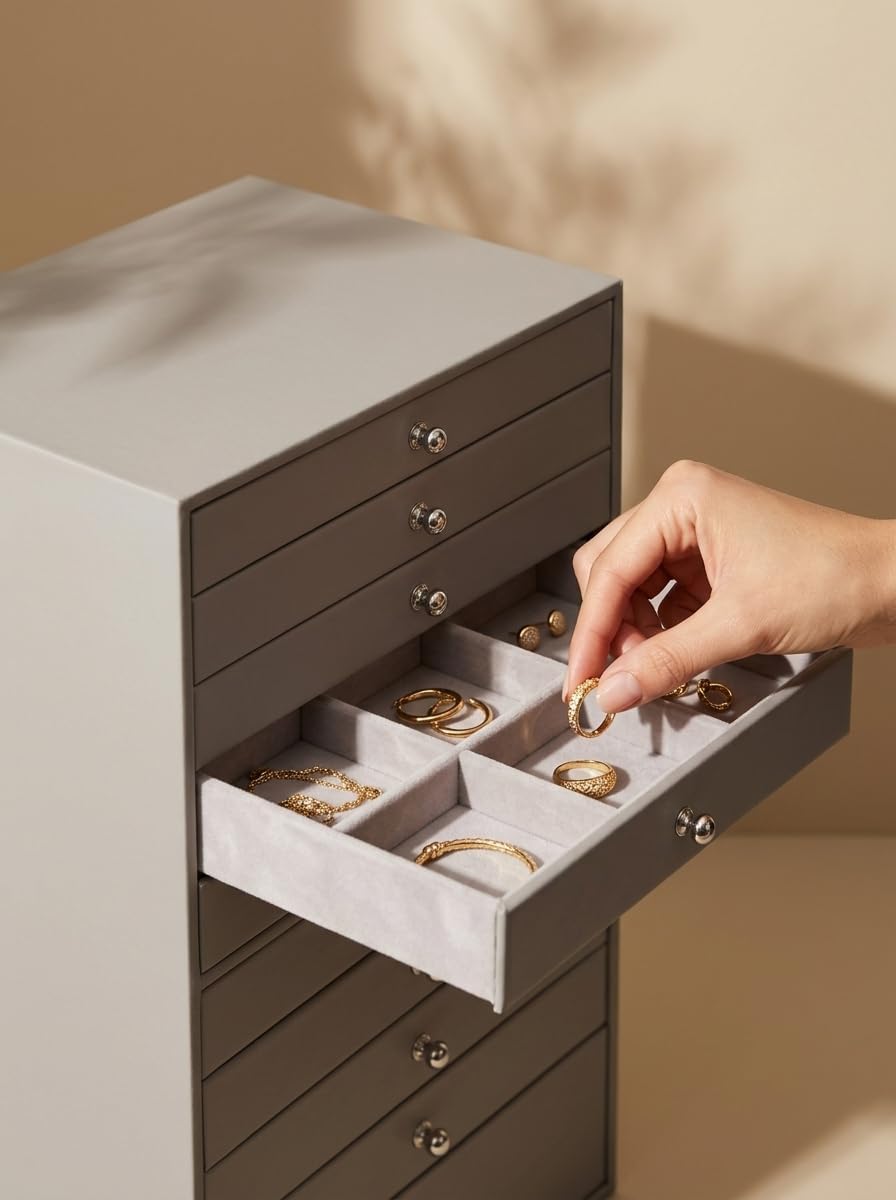 GUKA Caja Grande de Joyería, Estuche de Joyas con 10 Cajones para J...