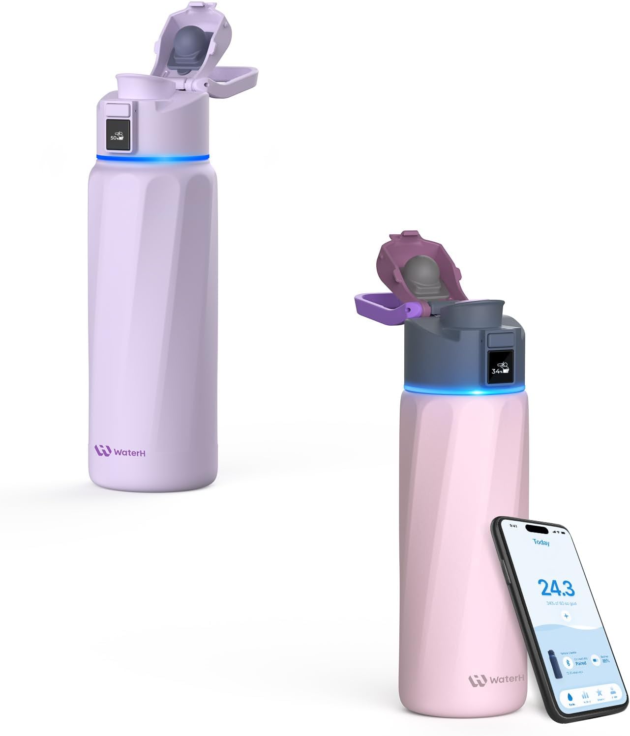 Boost - Botella de agua inteligente de 32 onzas, color morado + bot...