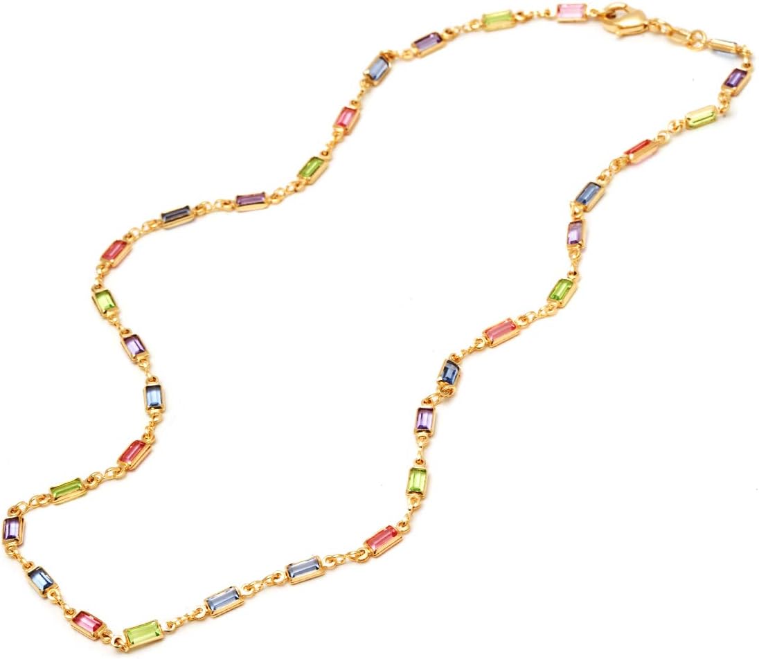Barzel Collar de baguette de cristal de piedra múltiple chapado en...