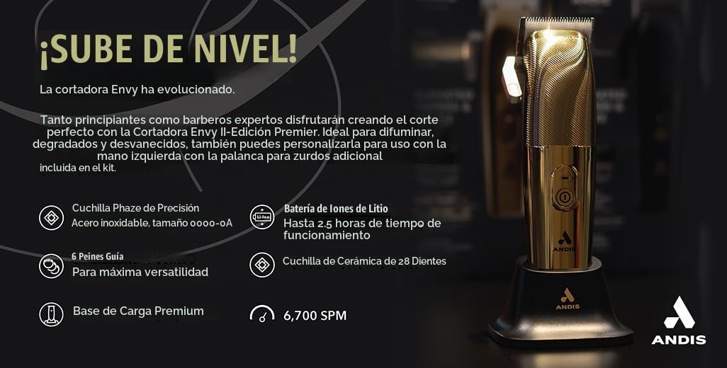 Andis Envy II Cortadora sin cables Edición Premium, cortadora eléct...