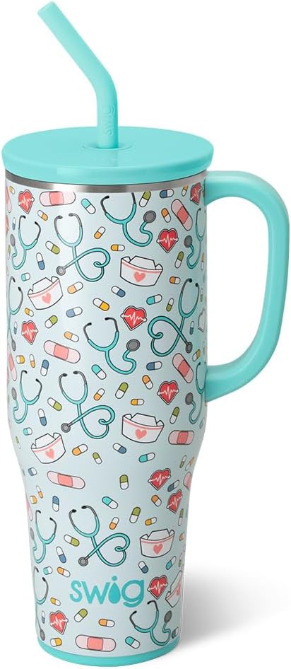 Swig Life - Taza Mega aislada de 40 onzas con asa y pajita, Calient...