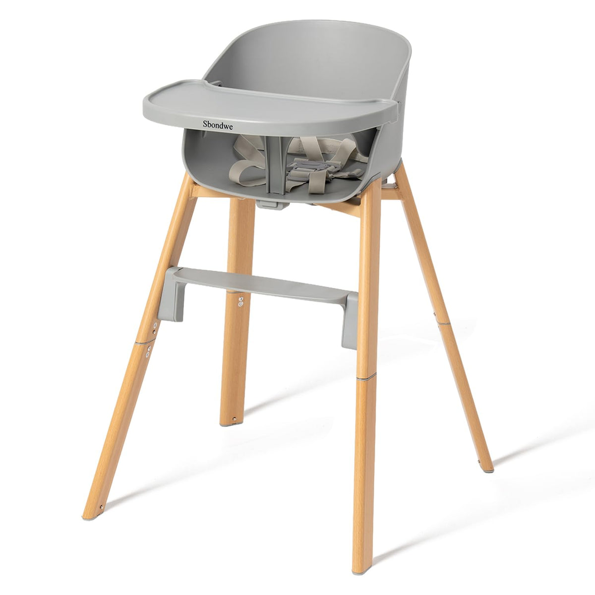 Sbondwe Silla alta para bebé 4 en 1, gris | Portátil, ajustable, pa...