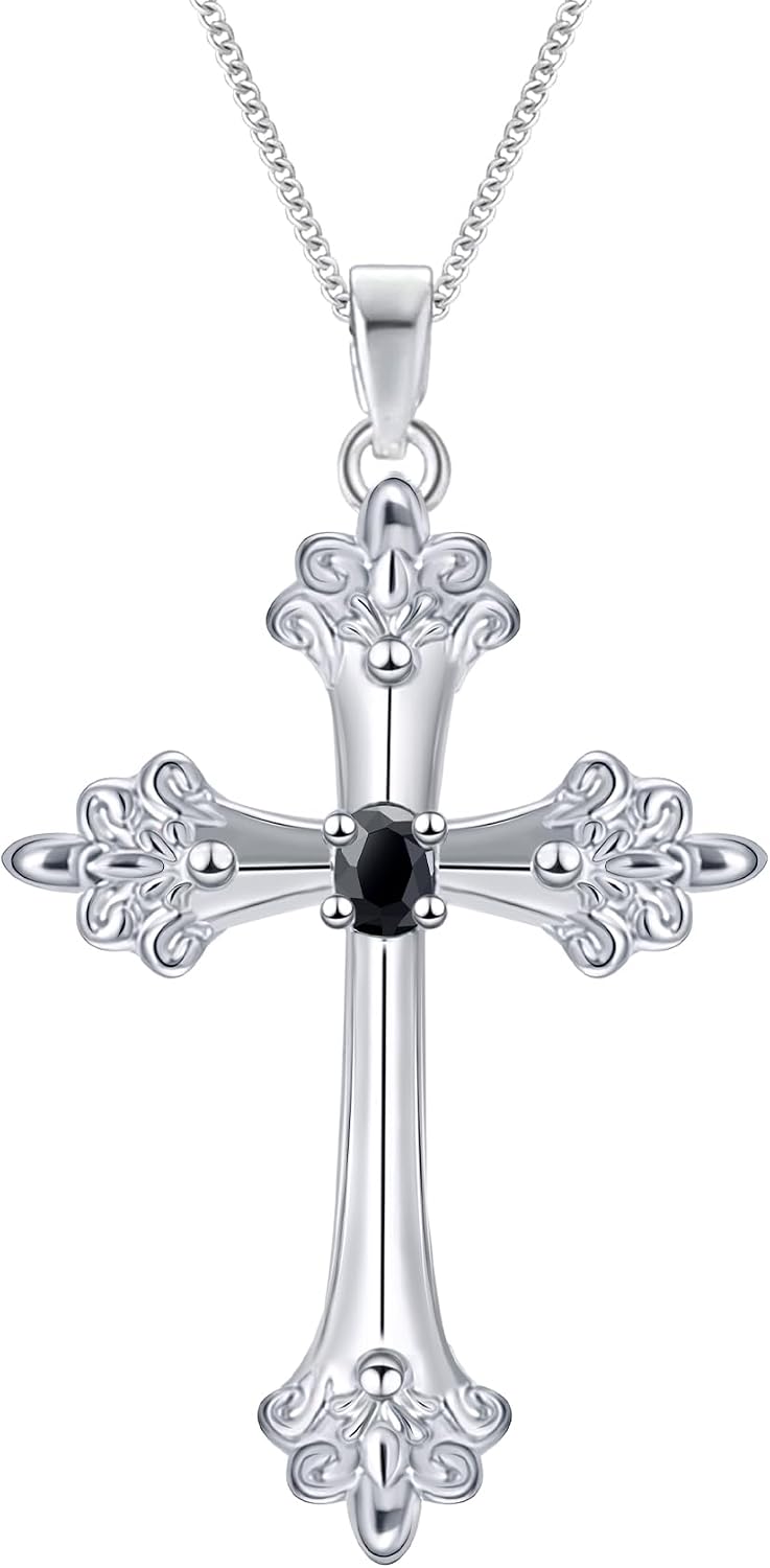 Collar de cruz ACECHA para mujer | Collar colgante de fe de plata c...