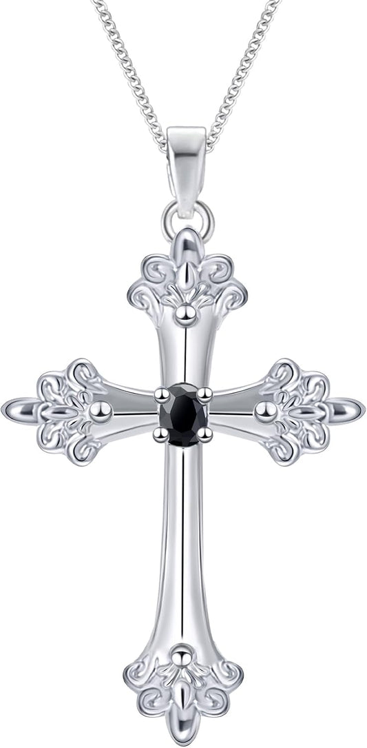 Collar de cruz ACECHA para mujer | Collar colgante de fe de plata c...