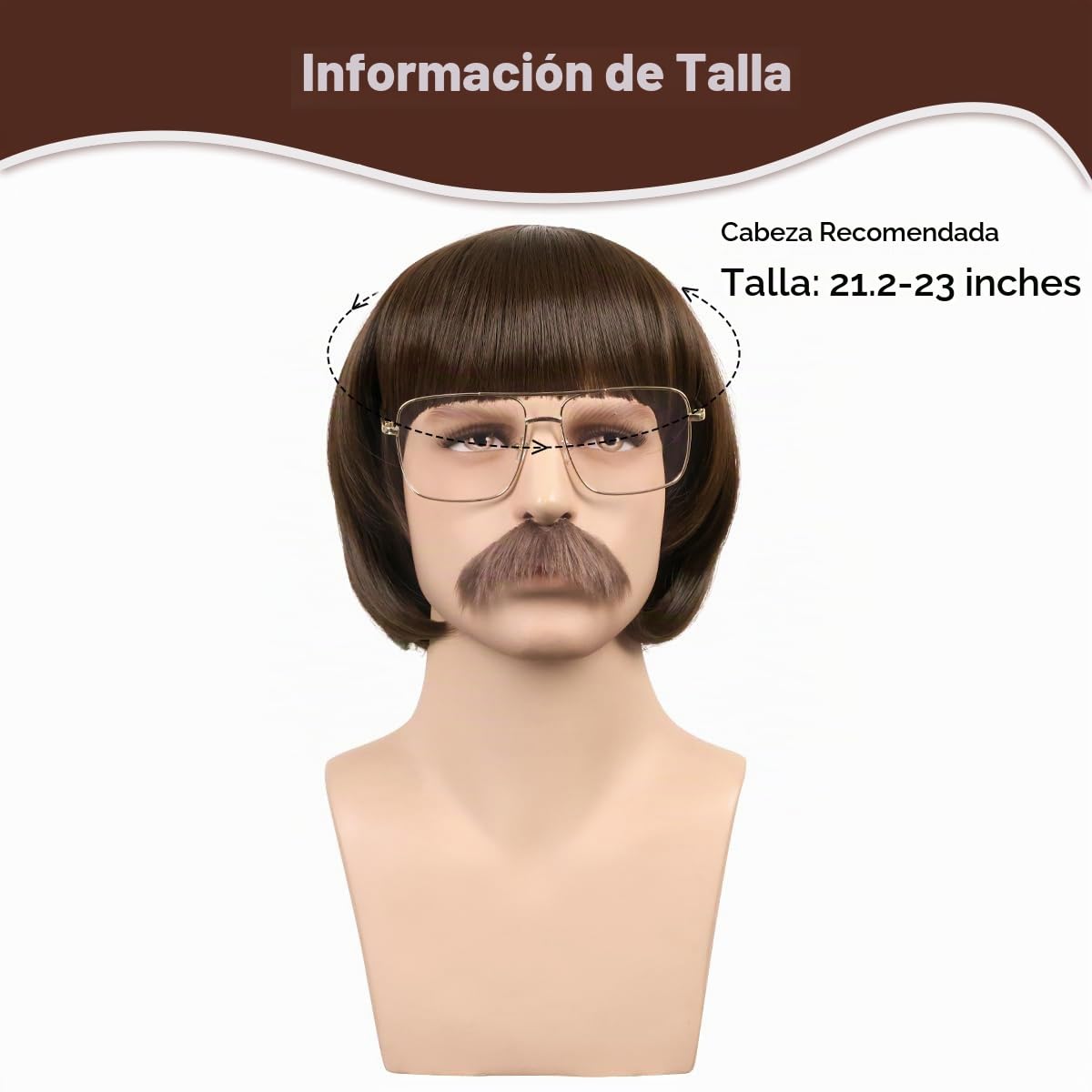 FantaLook Peluca divertida corta y recta de los años 60 y 70 con ga...