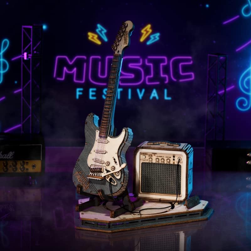 ROKR Rompecabezas 3D de madera para guitarra de adultos, kit de mod...