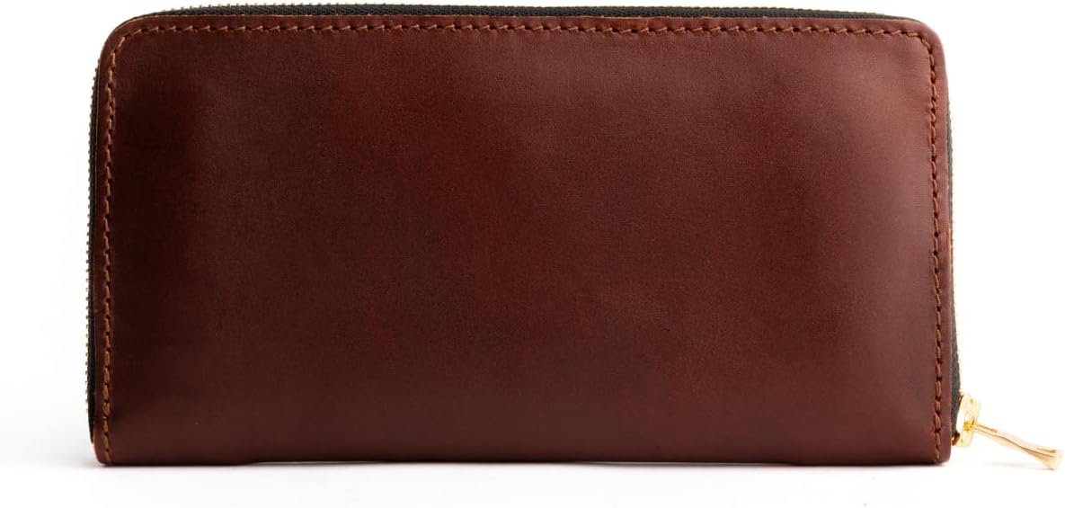 Portland Leather Goods Cartera con cremallera de acordeón para muje...