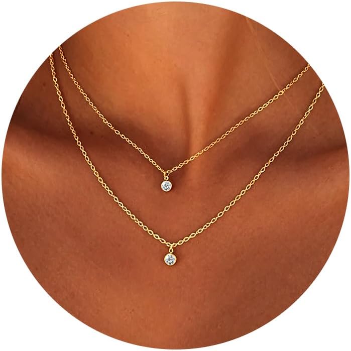 NECOCY - Collares delicados chapados en oro de 14k\/plata con circo...