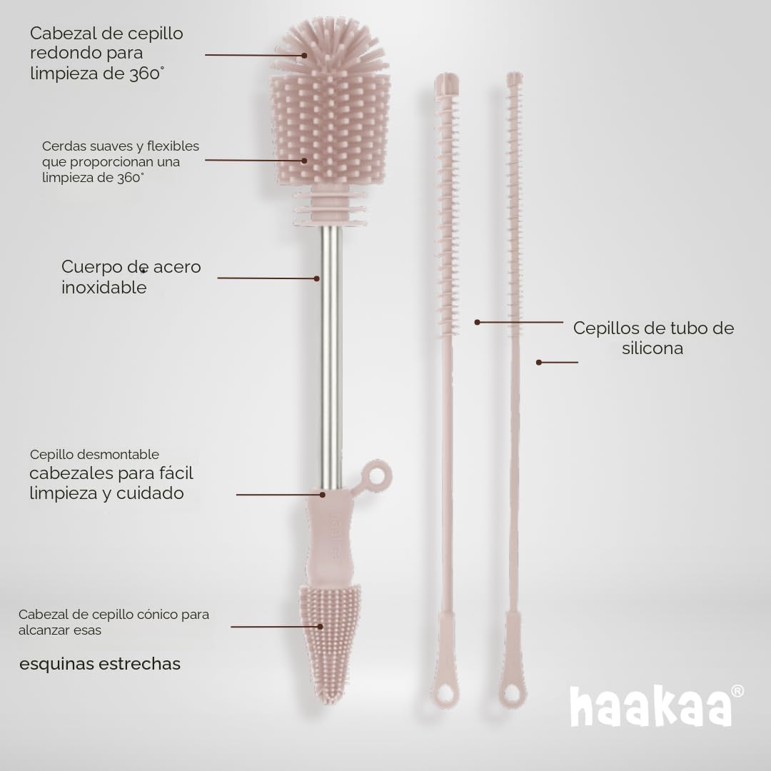 Haakaa Kit de cepillos de limpieza de silicona \u2013 Cepillos de l...
