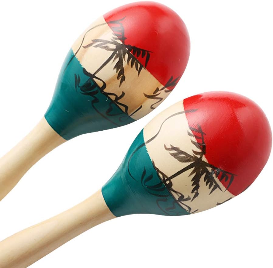 Maracas Rumba De Madera Colorida Grande Musical Shakers Sonajero Ma...